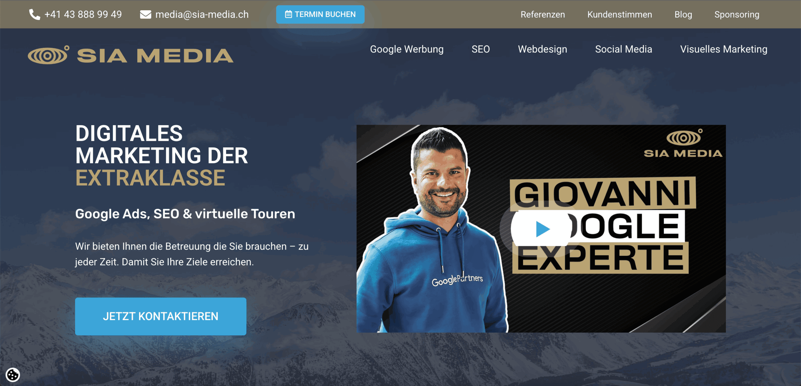 Screenshot der Website von Sia Media